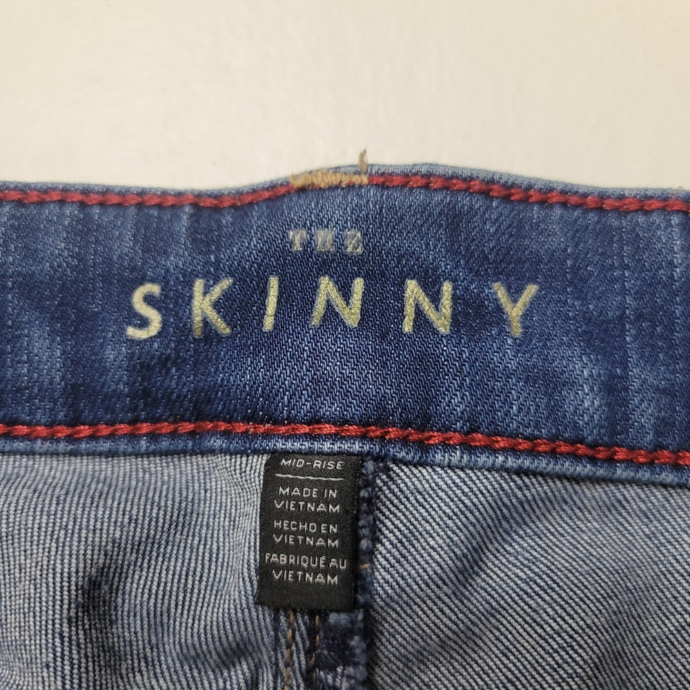 White House Black Market Dark Denim Distressed Skinny Jeans - Picture 4 of 9